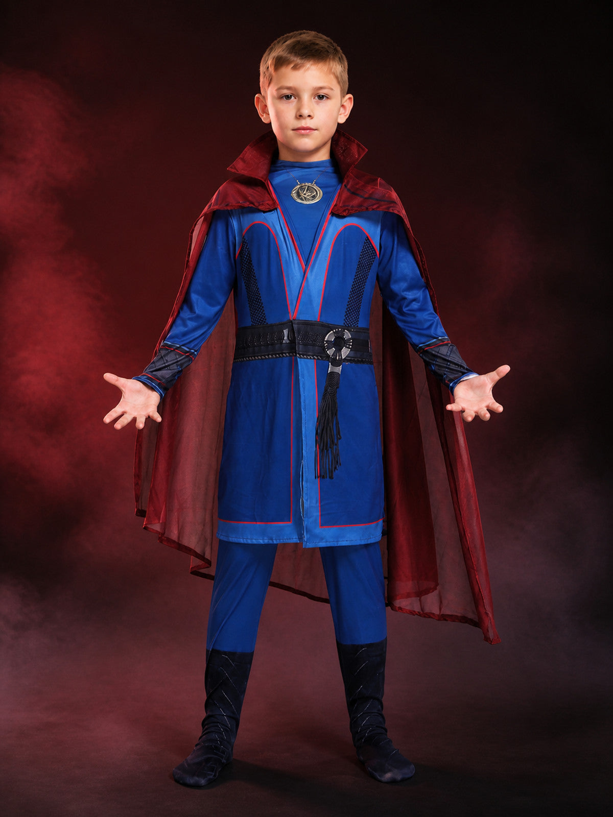 Kids Doctor Strange Superhero Costume Set with Red Cape, Long Sleeve Halloween main product view