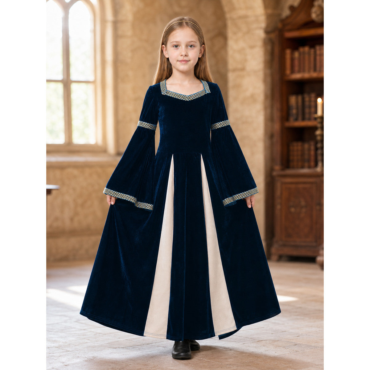 Medieval-style costume dress with headband lifestyle