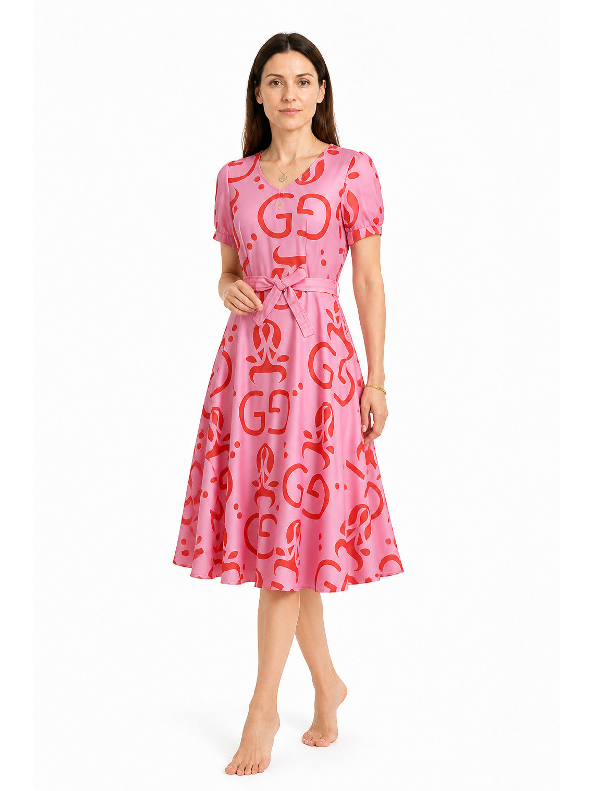 Red Pattern Dress with Belt for Zootopia Cosplay