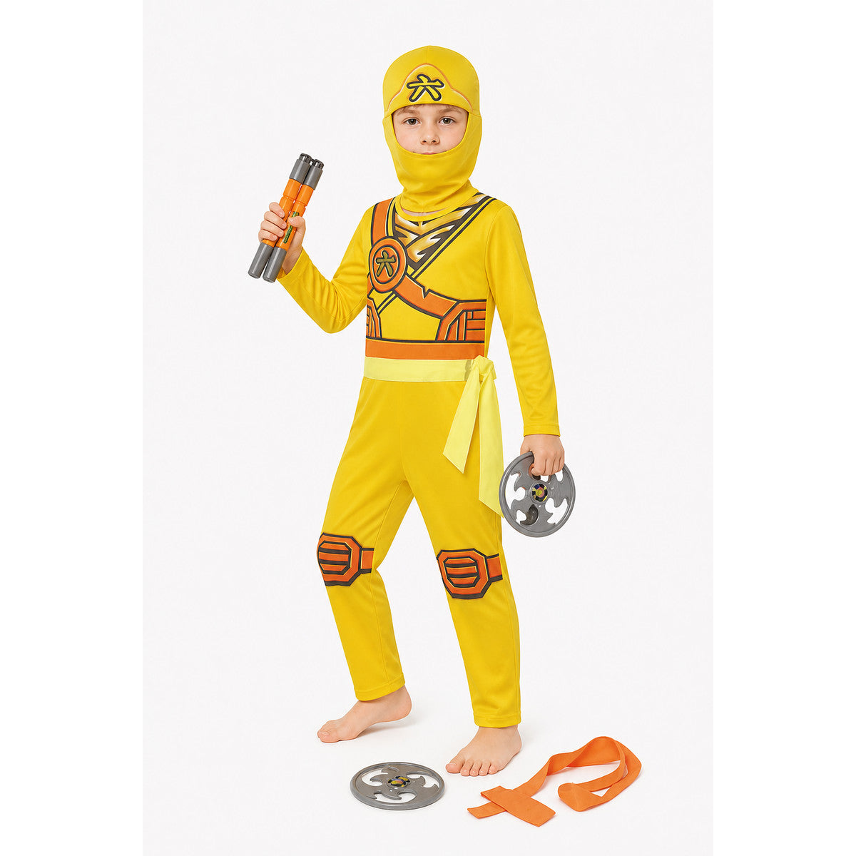 Yellow Ninja Jumpsuit for Cosplay with Print Costumes detail