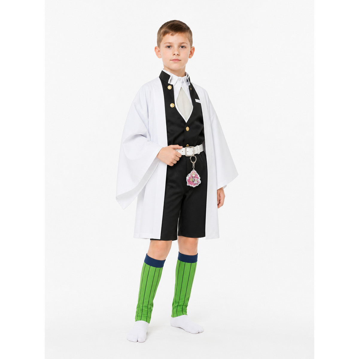 Mitsuri Kanroji Cosplay Costume, White Halloween Coat Costumes detail