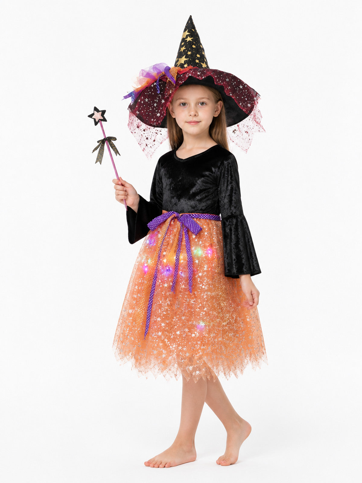 Witch Costume with Hat and Magic Wand