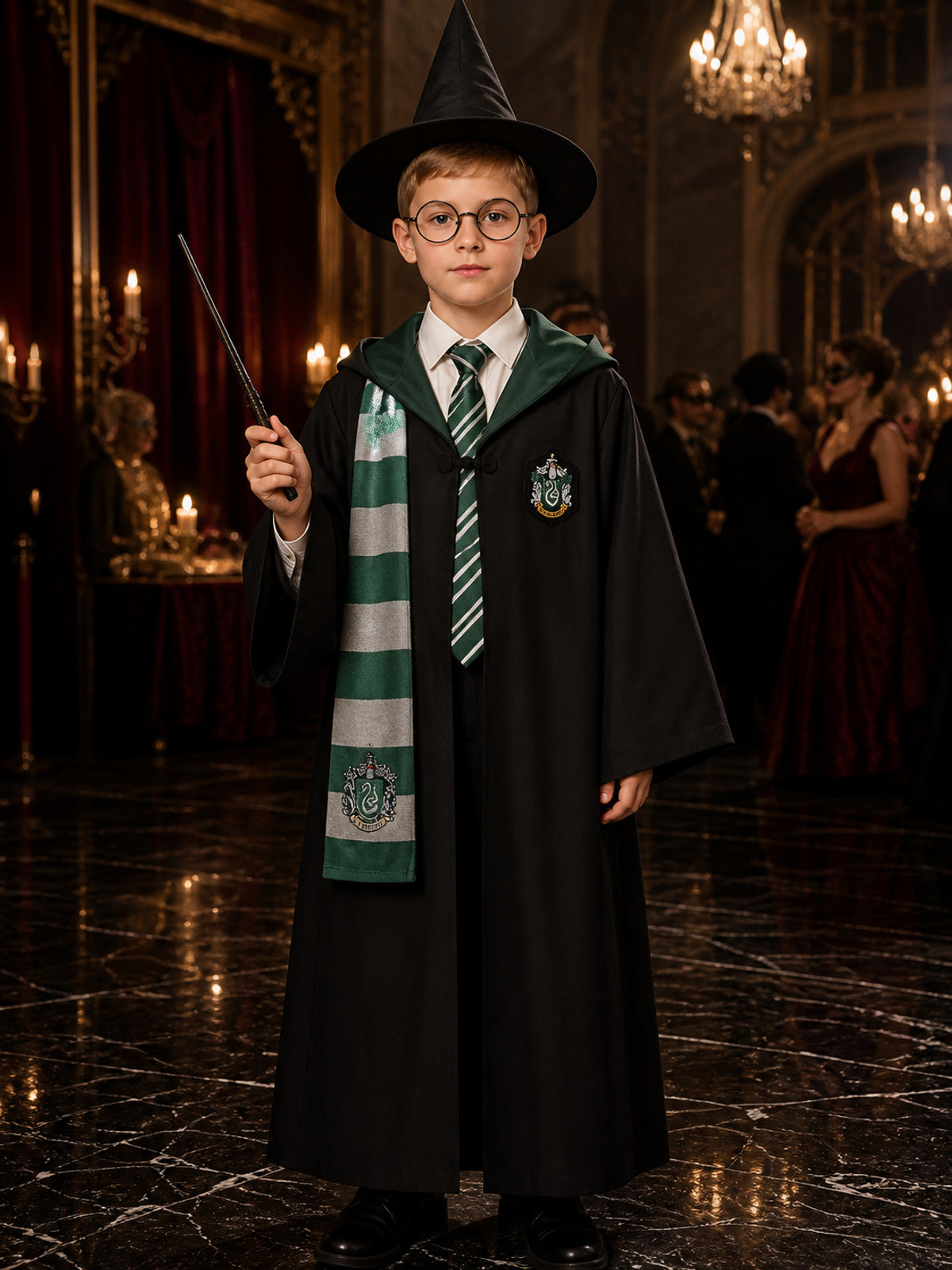 Slytherin Hooded Robe for Cosplay and Halloween Costumes detail