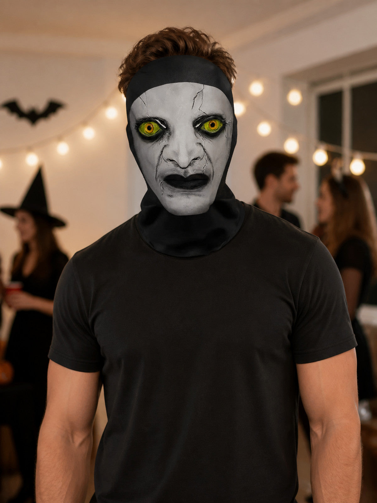 Gray Full-Face Carnival Mask for Halloween lifestyle view