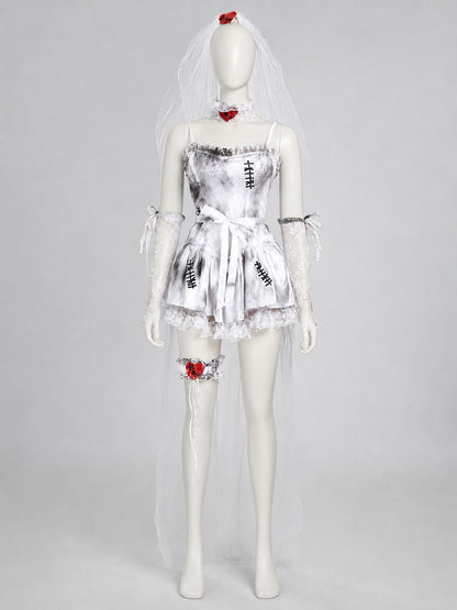 Gothic Halloween Costume Dress with Lace
