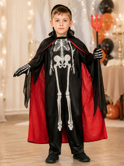Skeleton Costume with Mask and Cape lifestyle view