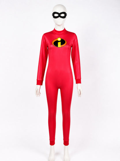 Kids' Superhero Jumpsuit Costume with Eye Mask - Red Unitard for Halloween main product view