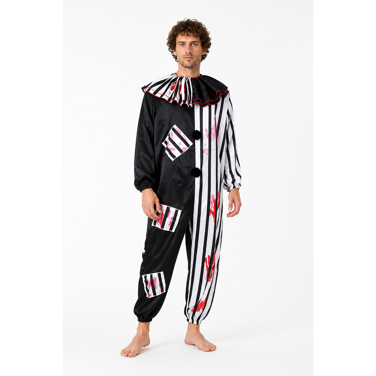 Striped Clown Jumpsuit with Ruffled Collar product detail