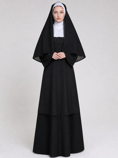 The costume consists of a religious and ceremonial robe in a black-and-white Costumes detail