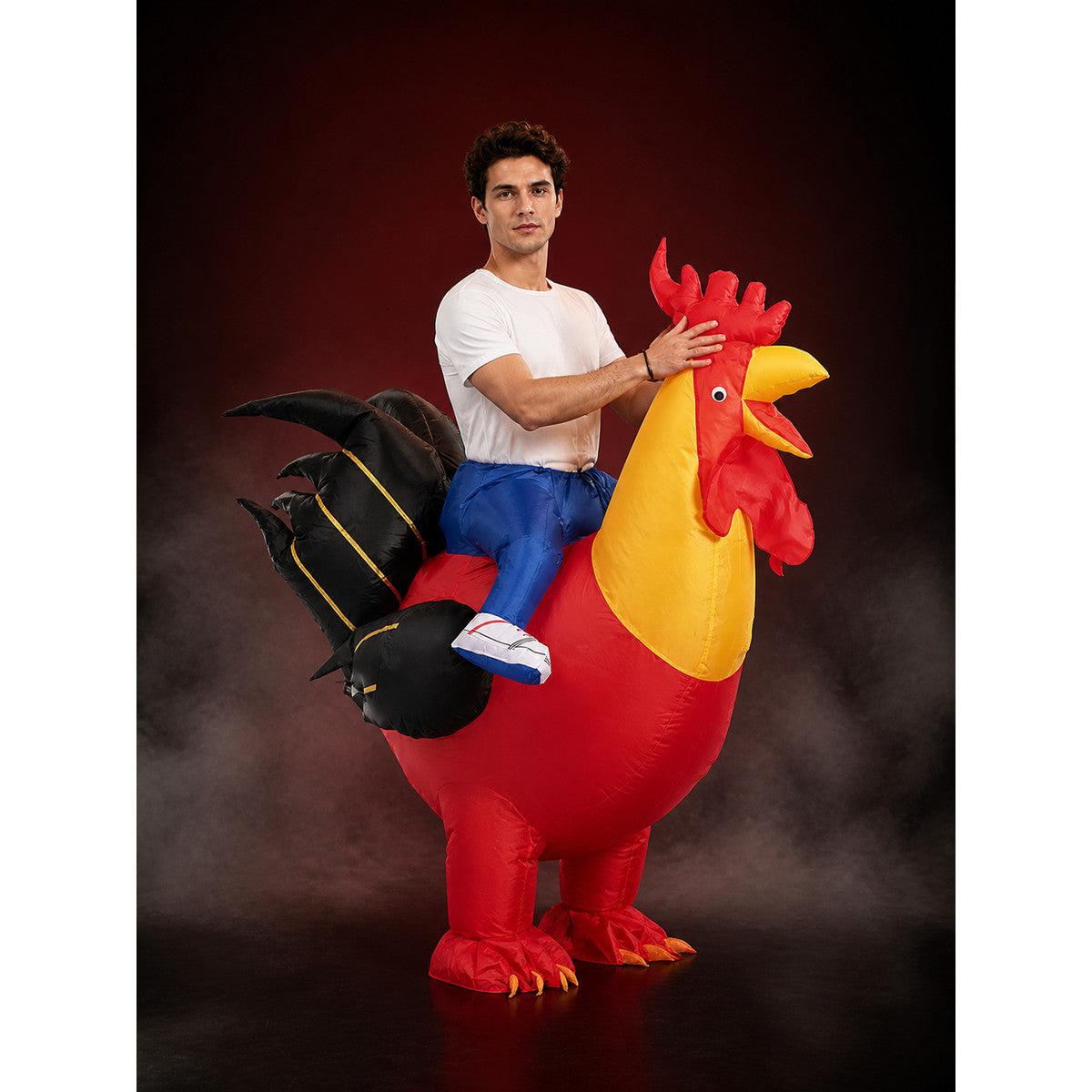 Adult Inflatable Rooster Costume, Red Bird Halloween Outfit main product view