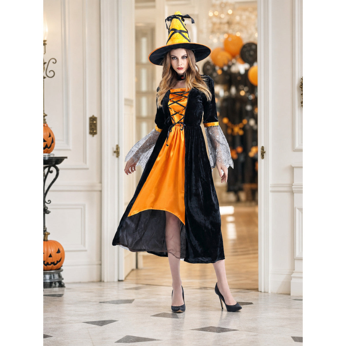 Witch Costume with Hat and Dress for Halloween lifestyle