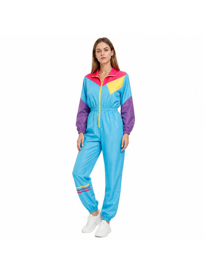 Retro Jumpsuit with a Zipper and Multicolored Panels product detail