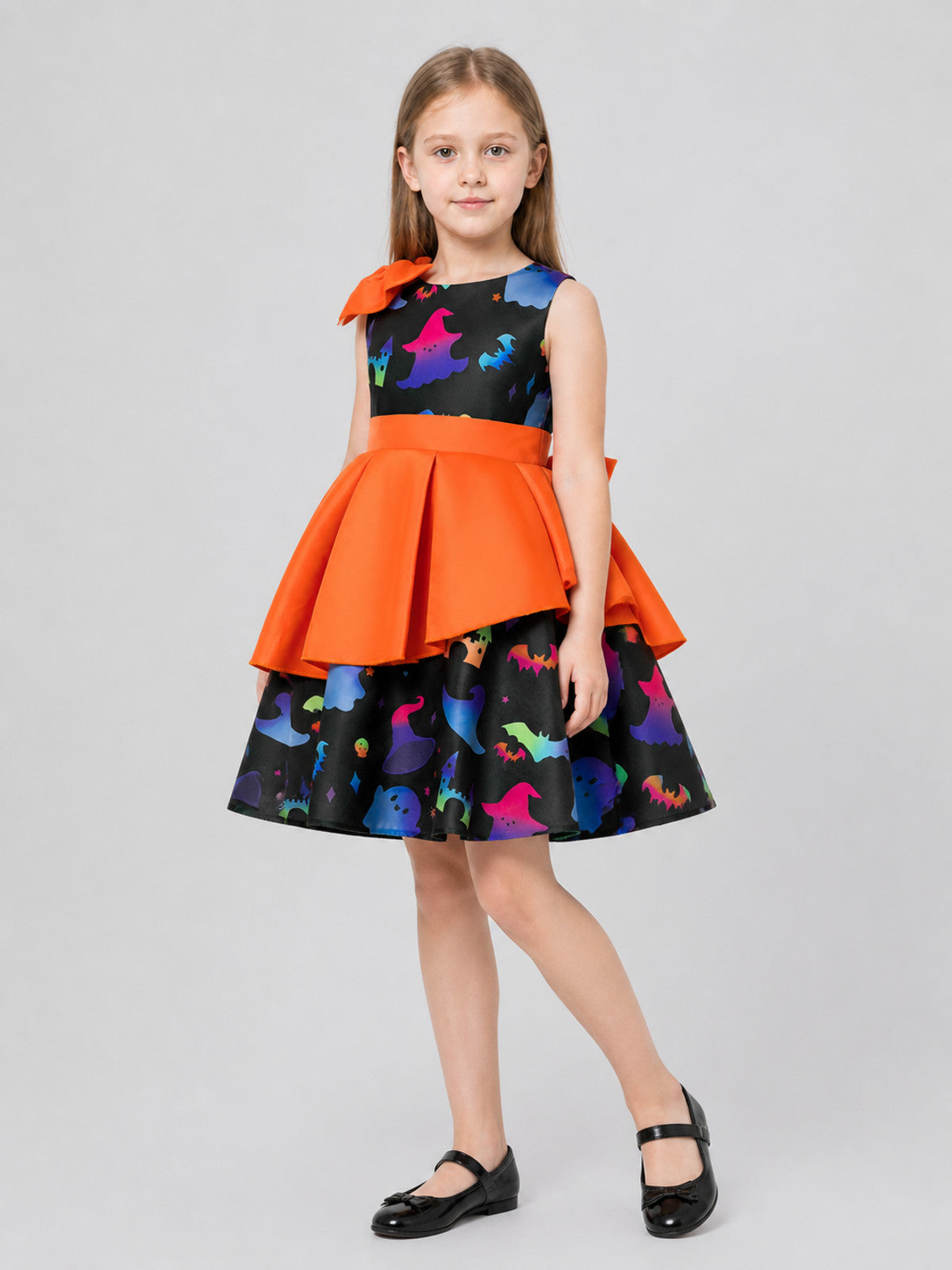 Children's Halloween Print Dress with Full Skirt Costume Dresses detail
