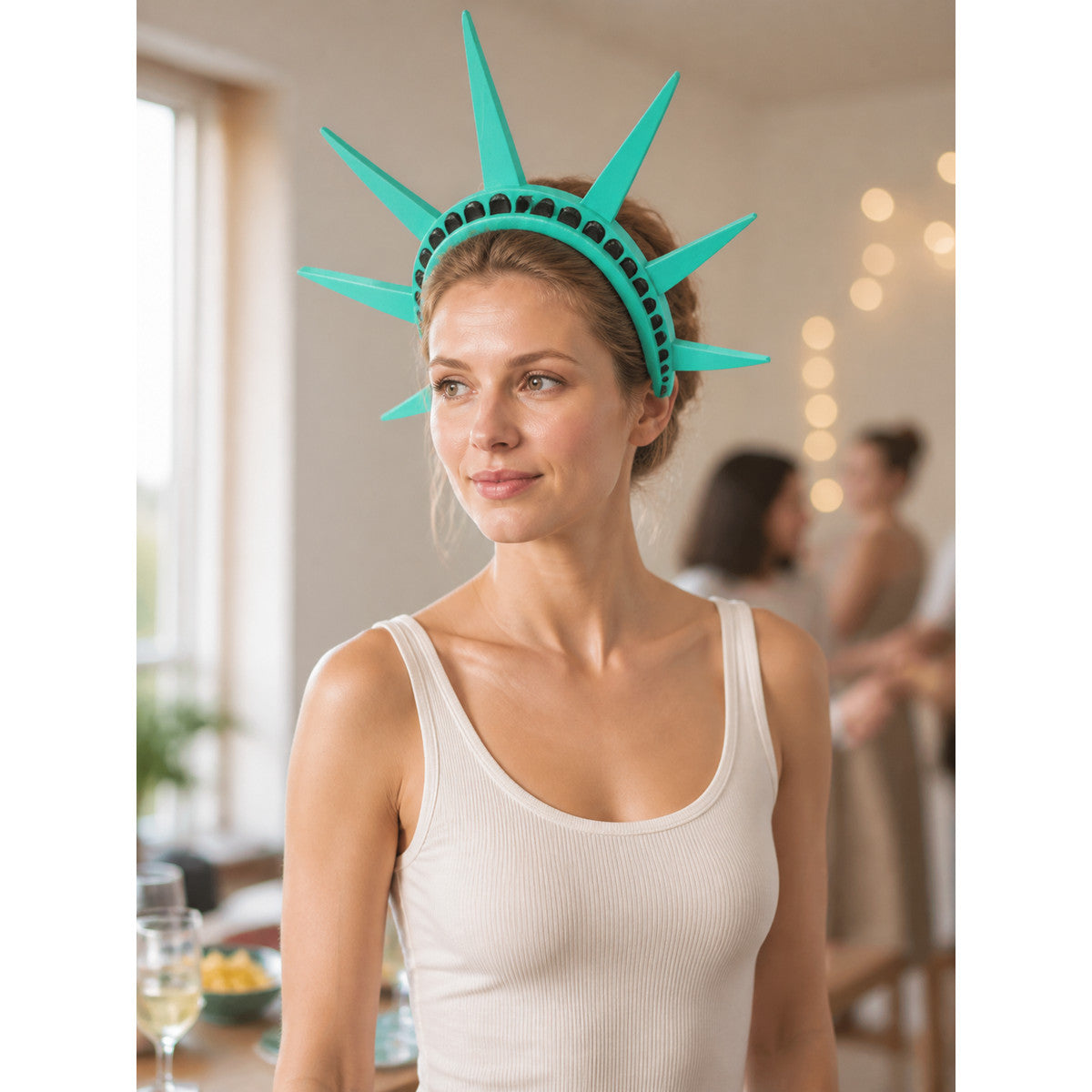 Blue-Green Halloween Carnival Headband with Rays lifestyle view
