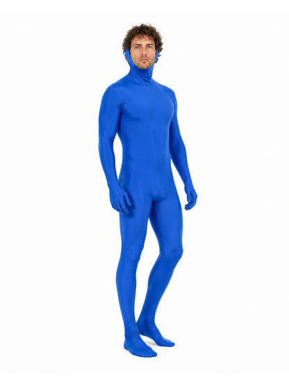Blue Hooded Zentai Suit with an Open Face product detail
