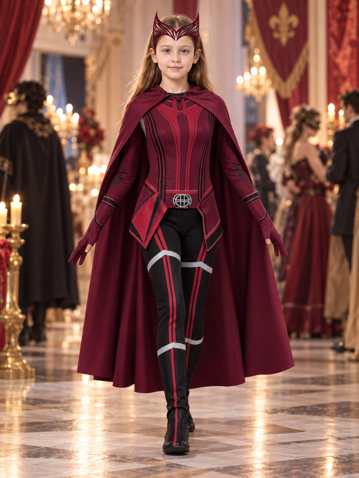 Scarlet Witch Cosplay Costume with Cape and Headpiece