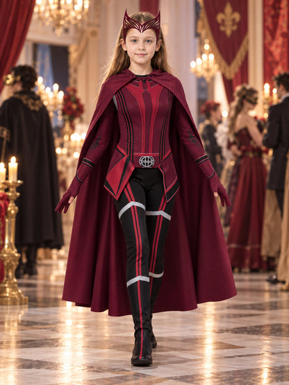 Scarlet Witch Cosplay Costume with Cape and Headpiece