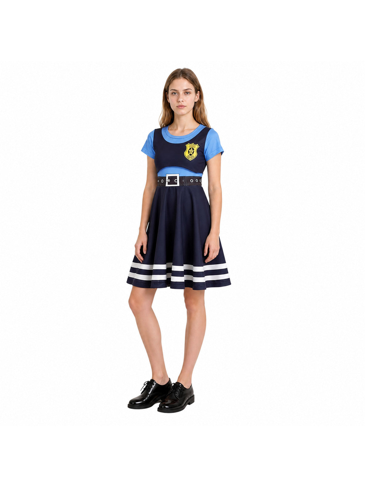 Judy Cosplay Dress with Emblem and Stripes Costume Dresses detail