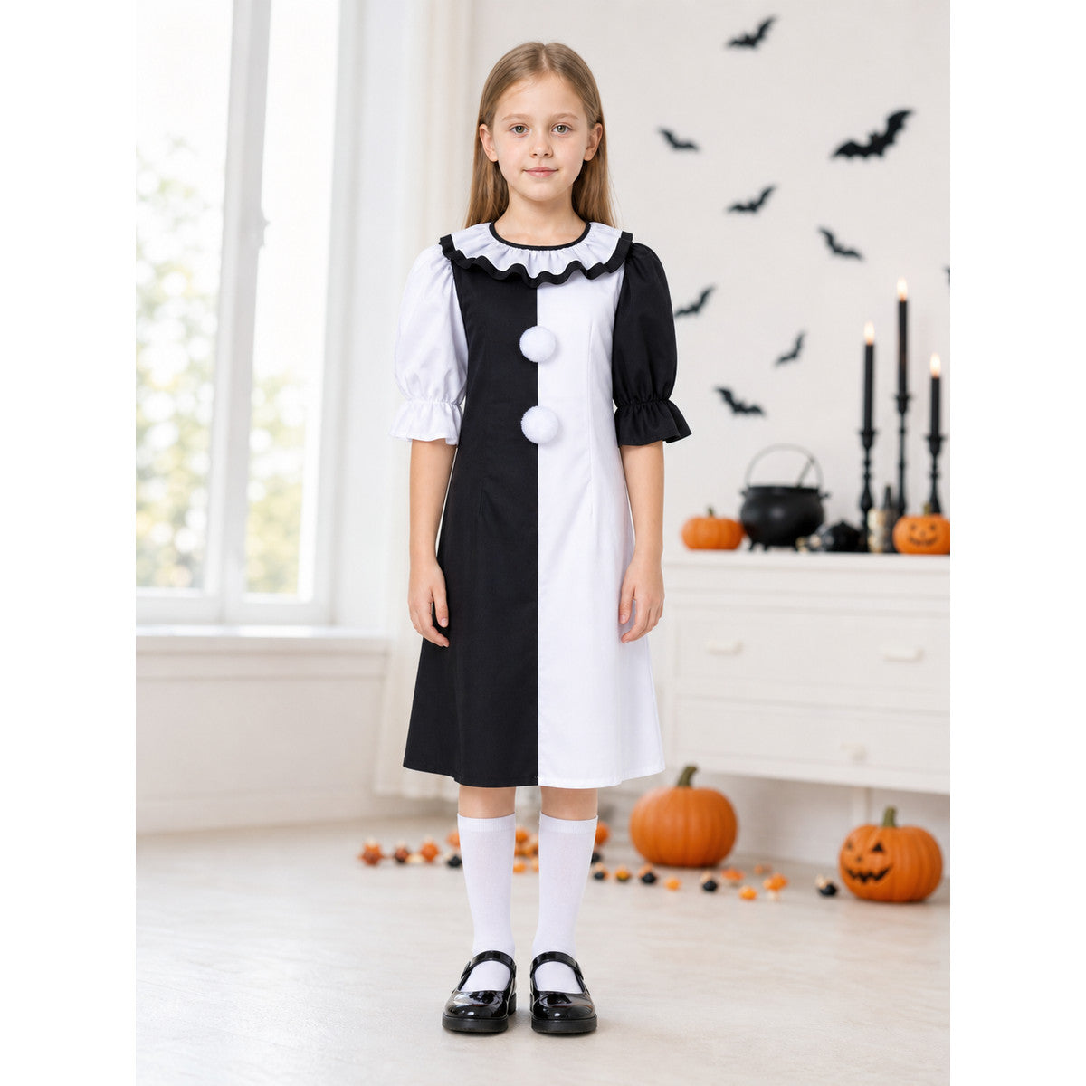 Black and White Clown Costume for Stage and Parties lifestyle view