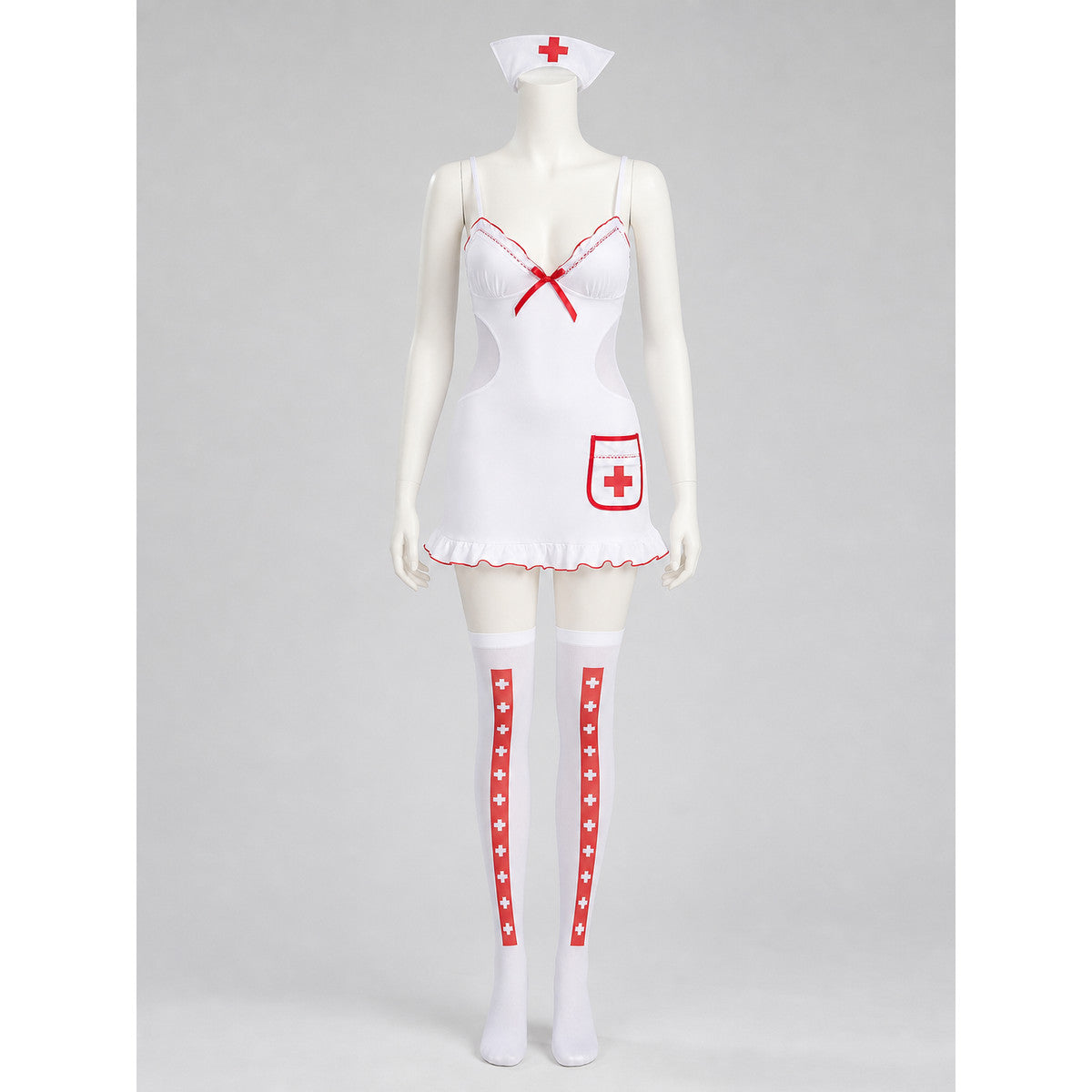 Medical Uniform with Red Cross and Ruffles Costumes detail