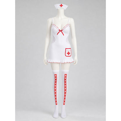 Medical Uniform with Red Cross and Ruffles Costumes detail