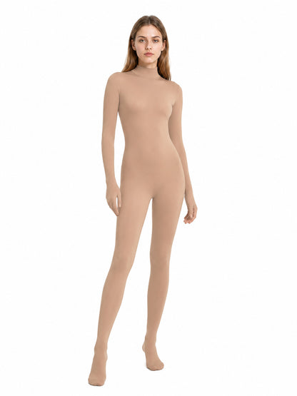Full-body jumpsuit with covered hands and feet, flesh-tone product detail