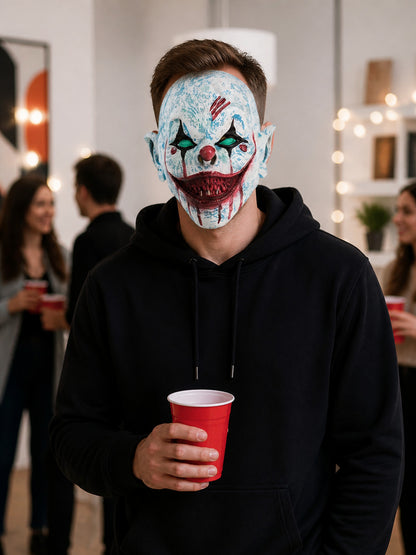 Halloween Scary Clown Mask with Red Scratches lifestyle view