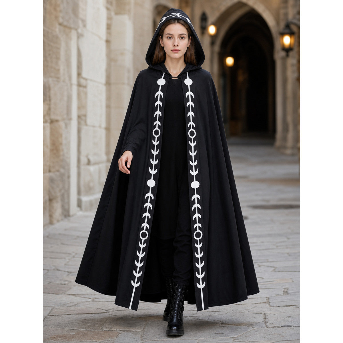 Black Hooded Cape, Medieval Style