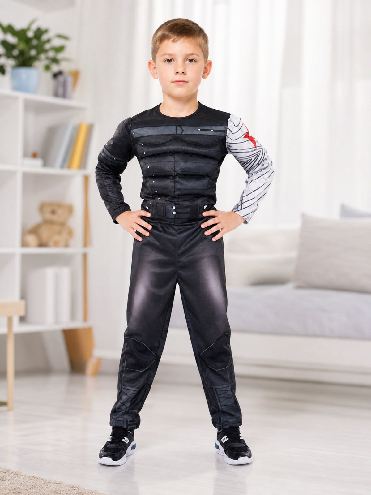 This superhero-style costume set is designed for eye-catching looks, role-play