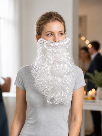 White Carnival Wig with Santa Claus Beard