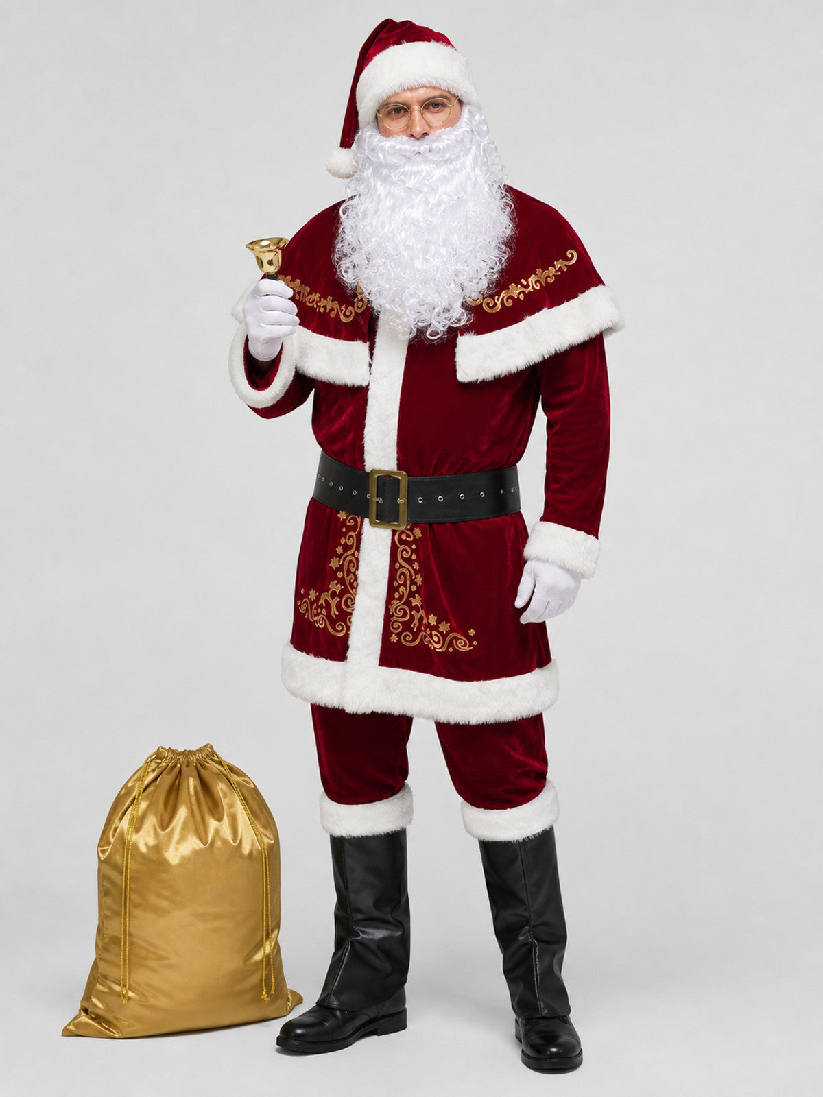Ded Moroz Costume with Cape, Beard, and Hat Costume Capes detail