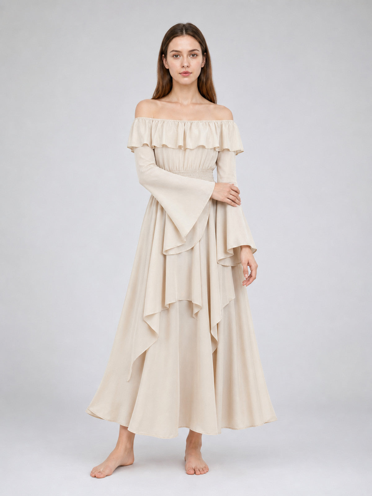 Red Off-the-Shoulder Maxi Evening Dress