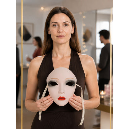 Carnival Mask with Smoky Makeup and Red Lips lifestyle view