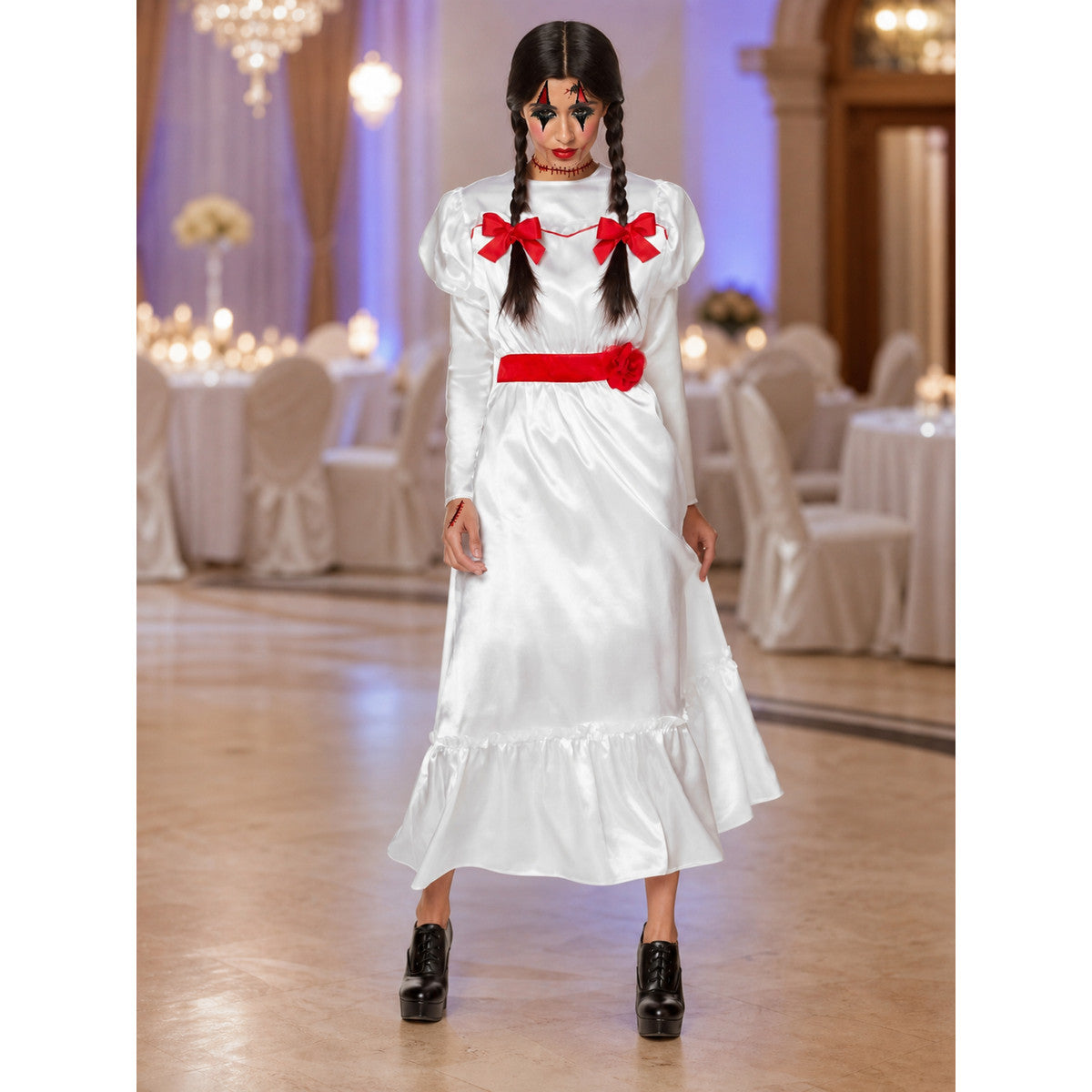 Annabelle Horror Movie Dress, White with Red