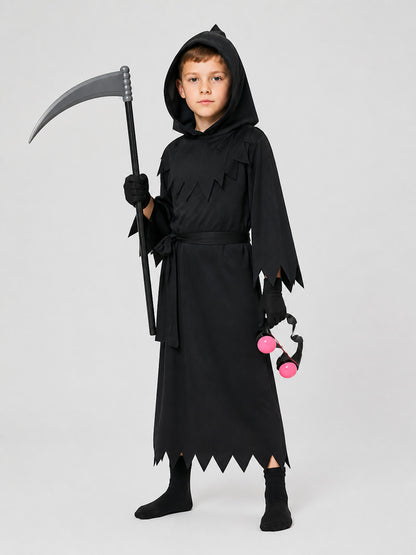 Grim Reaper Cosplay Costume with Scythe and Glowing Glasses Costumes detail