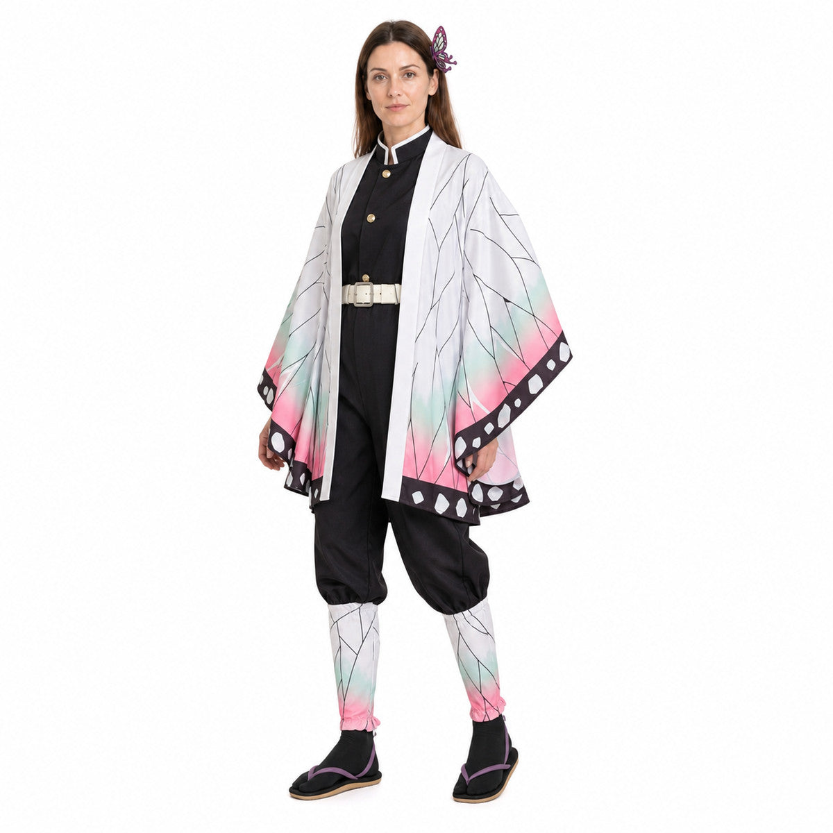 Cosplay Costume with White Cape and Butterfly Costume Capes detail