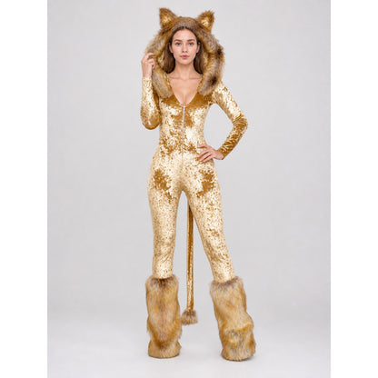 Lion cosplay costume with hood and tail main product view