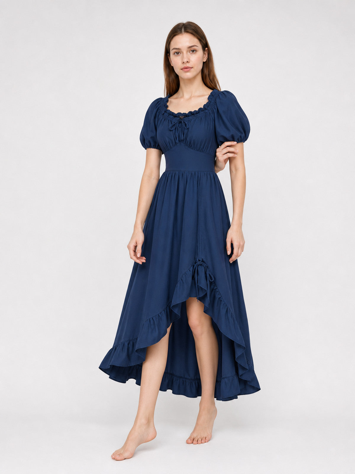 Vintage-style maxi dress with ruffles