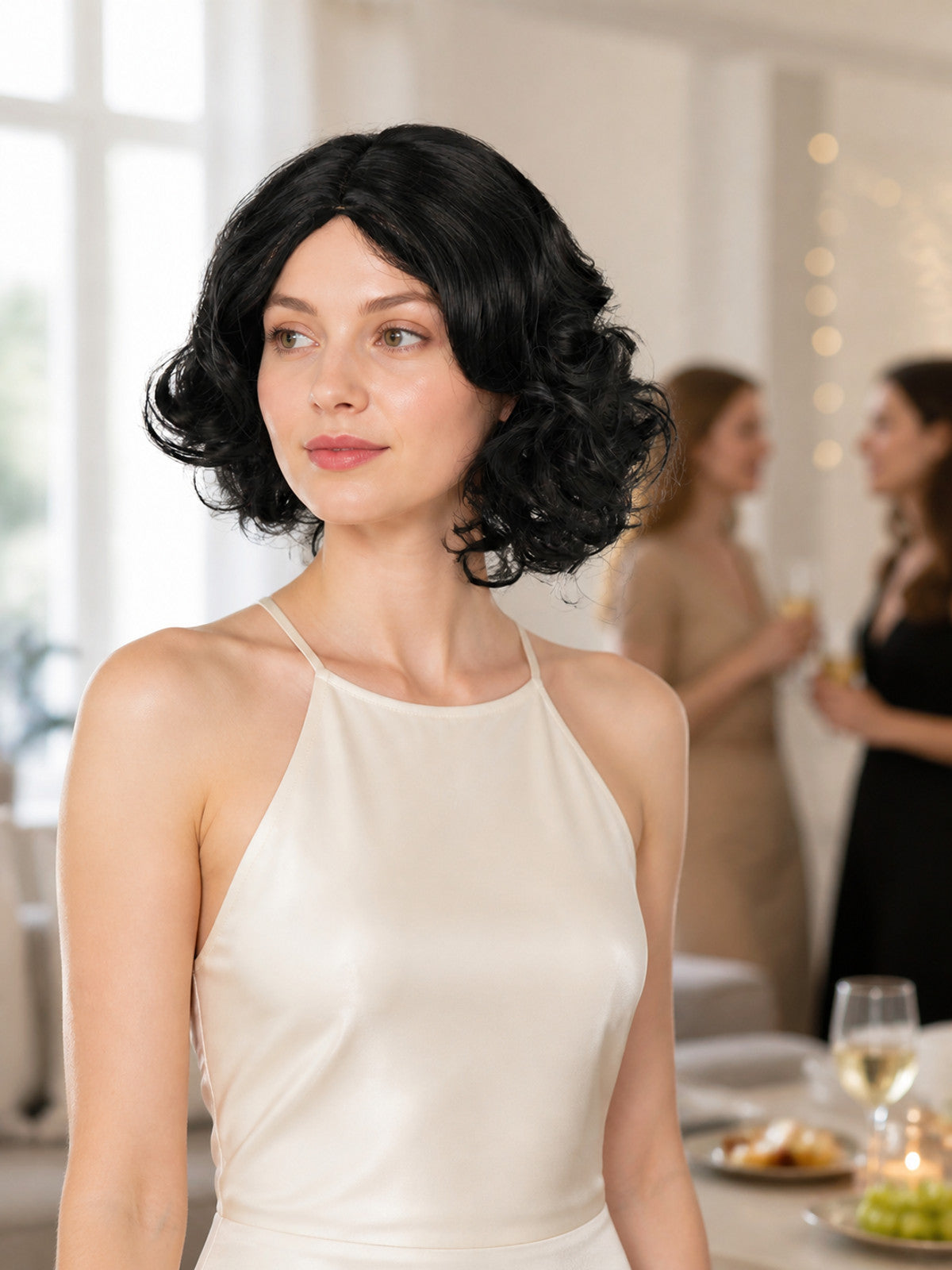 Short Curly Black Costume Wig lifestyle view
