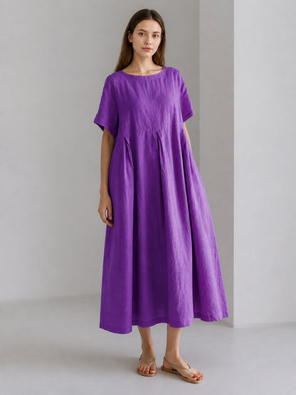 Loose A-Line Dress with Pleated Skirt Costume Dresses detail