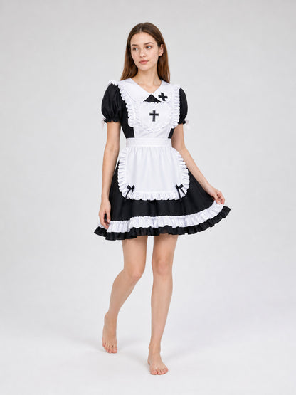 Black-and-White Gothic Lolita-Style Dress Costume Costume Dresses detail