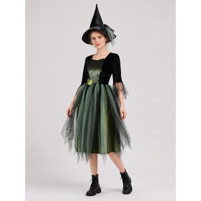 Halloween Witch Dress with Layered Skirt Costume Dresses detail