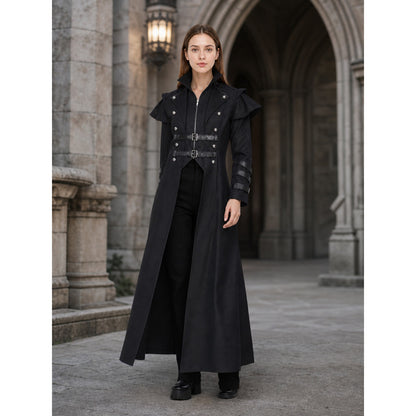 Gothic Coat with Stand Collar and Buckles lifestyle
