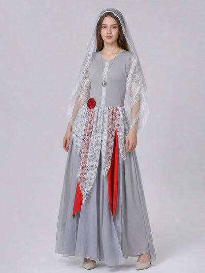 Costume: Gray Dress with White Veil