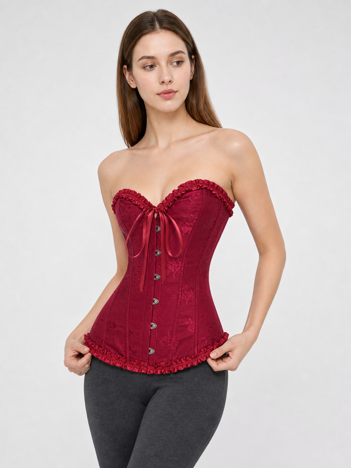 Strapless Ruffled Lace-Up Corset product detail