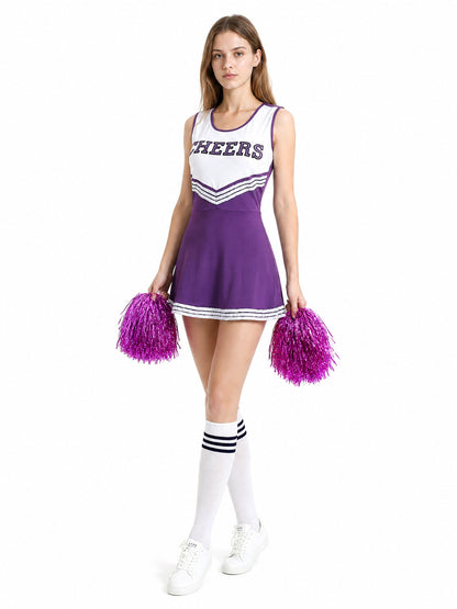 Cheerleading Costume with Pom-Poms and Knee-High Socks