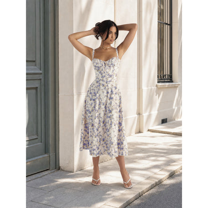 Women’s midi dress with a corset-style bodice