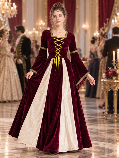 Carnival Dress with Yellow Lacing and a Flared Skirt