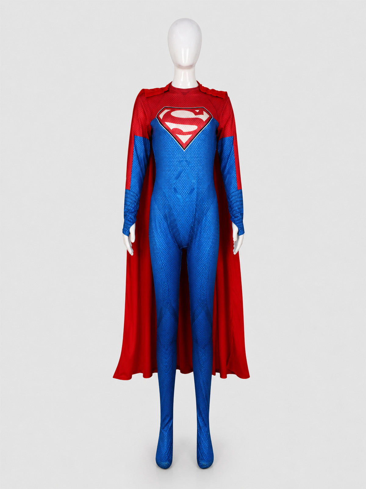 Red and Blue Cosplay Jumpsuit with Cape Costume Capes detail