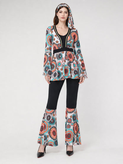 Retro stage costume with sleeves and flared pants